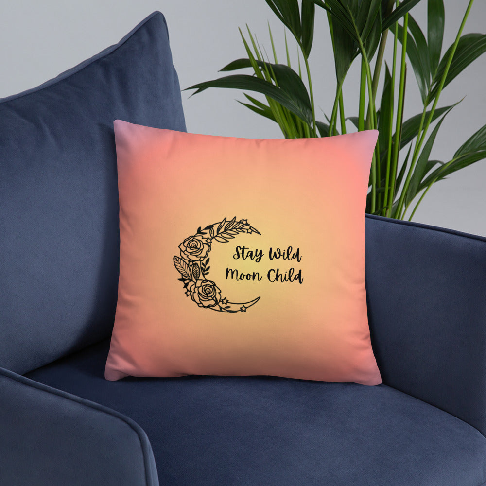 Stay Wild Moon Child Double Sided Throw Pillow 18” x 18”