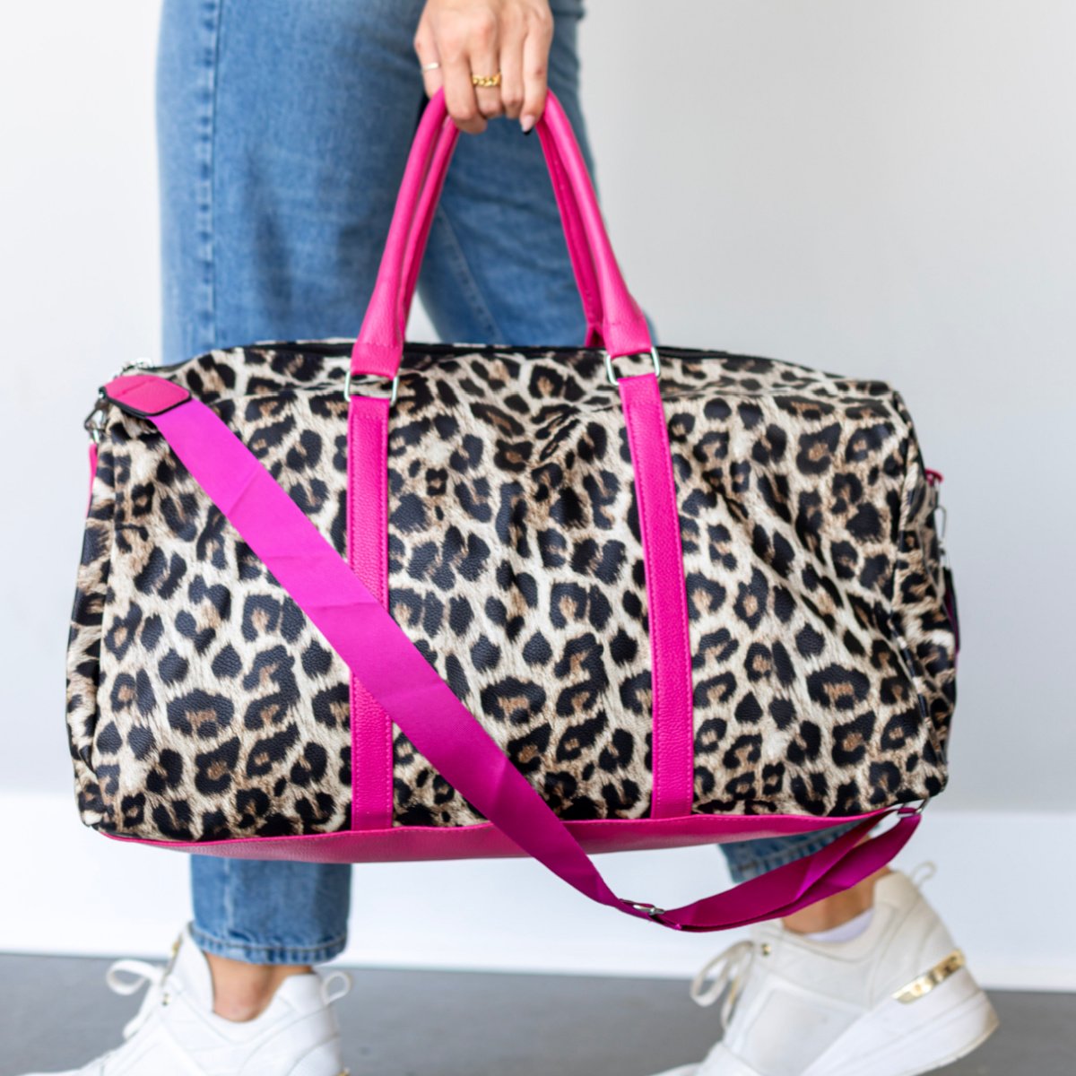 Classic Leopard with Hot Pink Trim Duffle