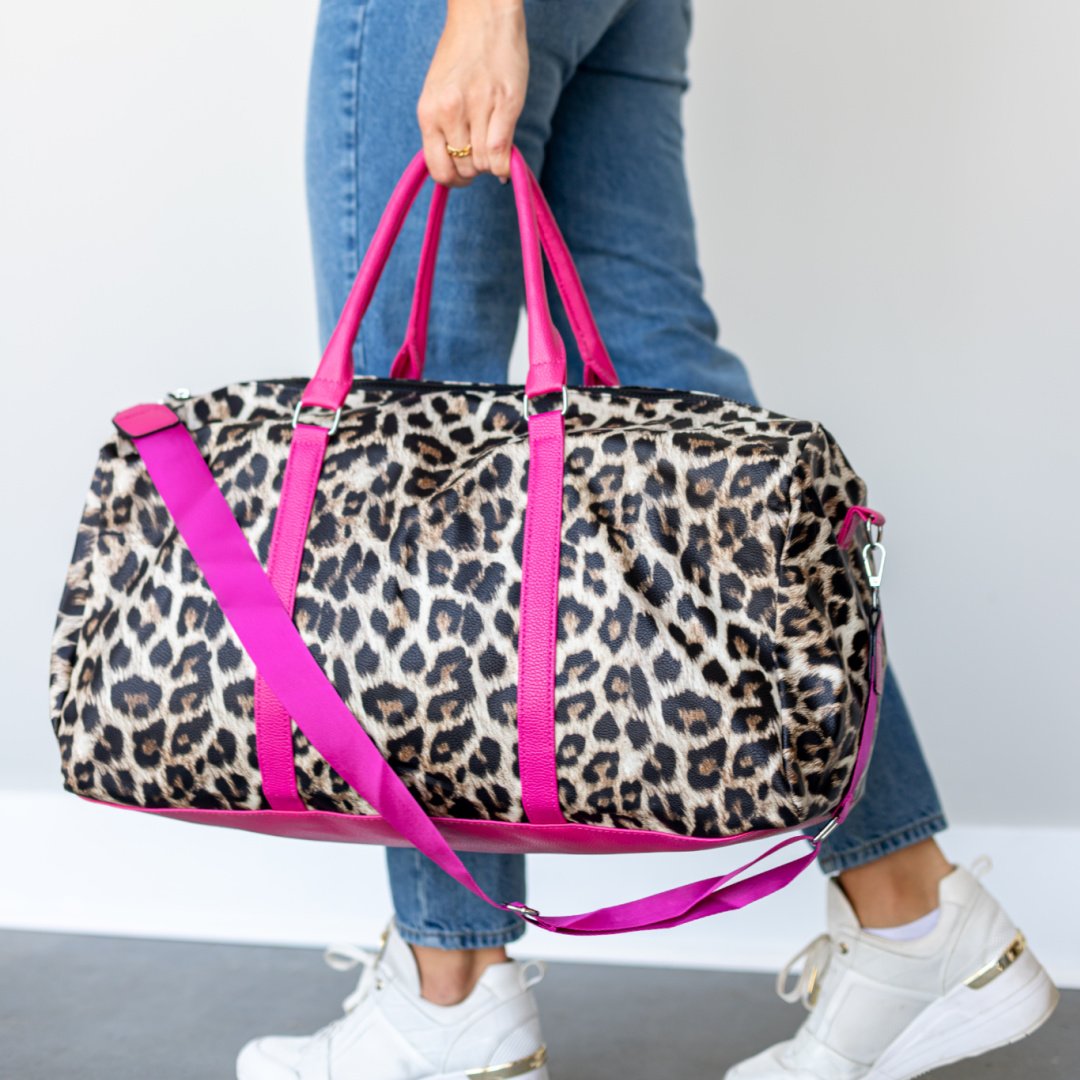 Classic Leopard with Hot Pink Trim Duffle